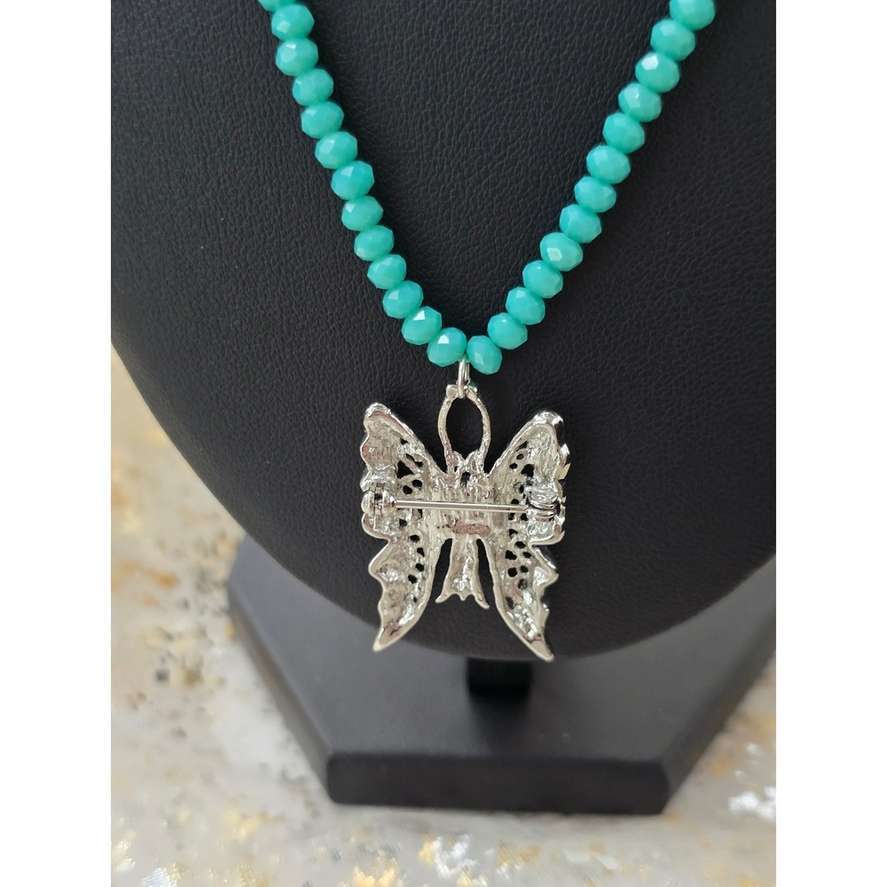 Customized  By Thirty-one Necklace With Butterfly Filigree Brooch Pendant